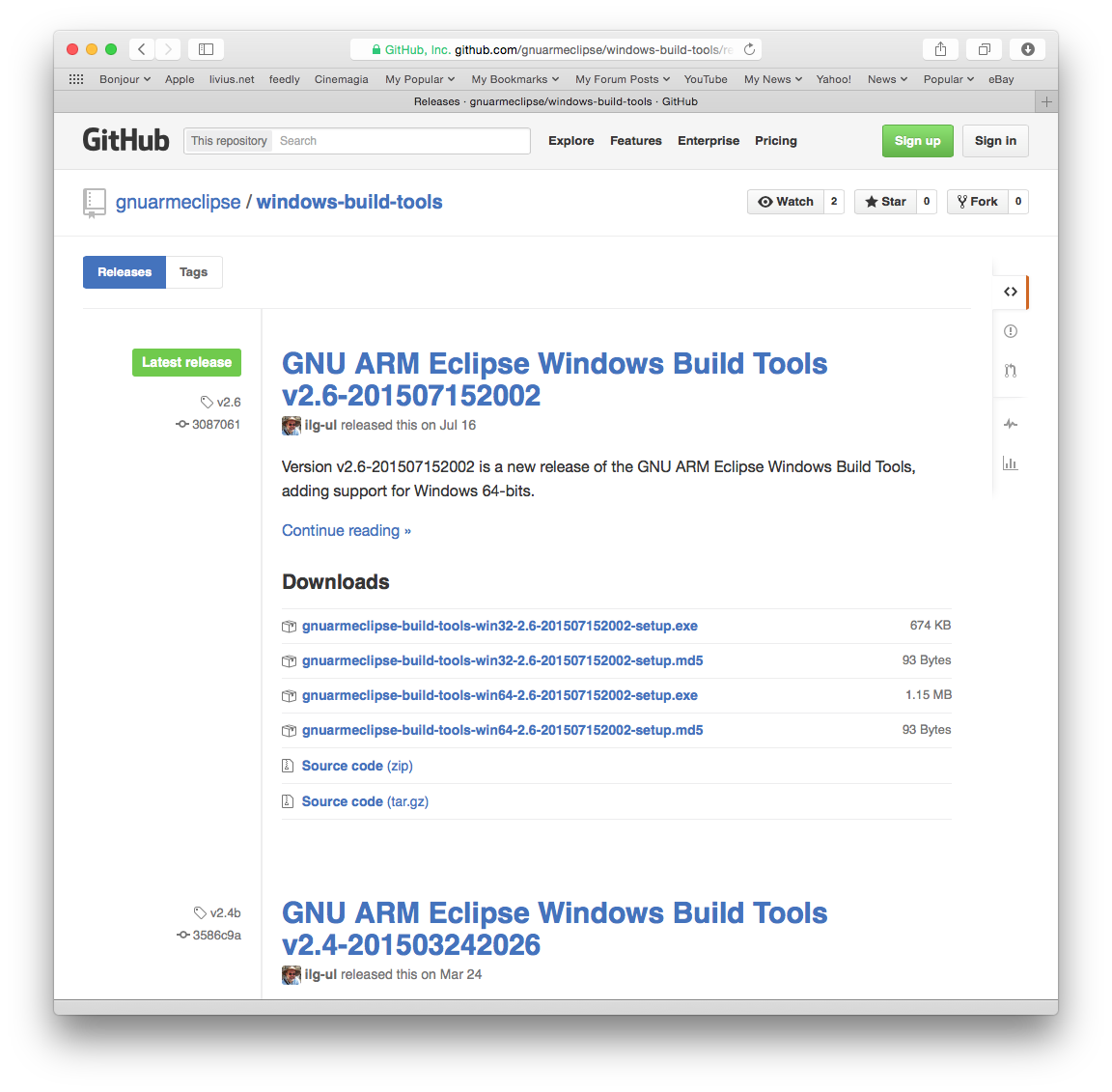 The Windows Build Tools Releases page