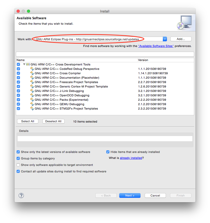 GNU MCU Eclipse updates URL